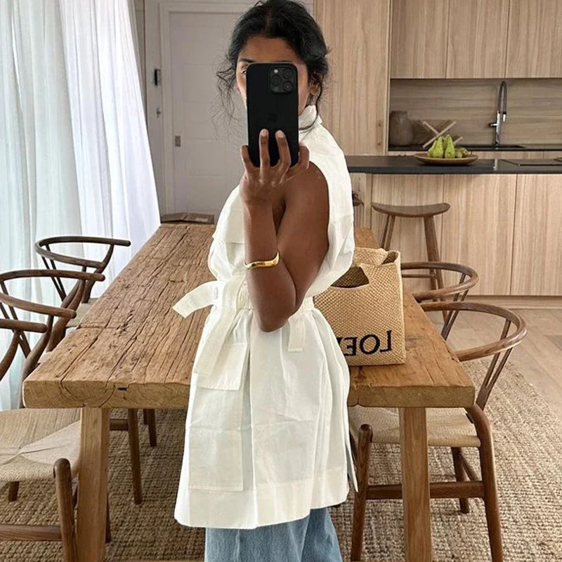 Женская рубашка без рукавов BWQ свободный однотонный кардиган с множеством