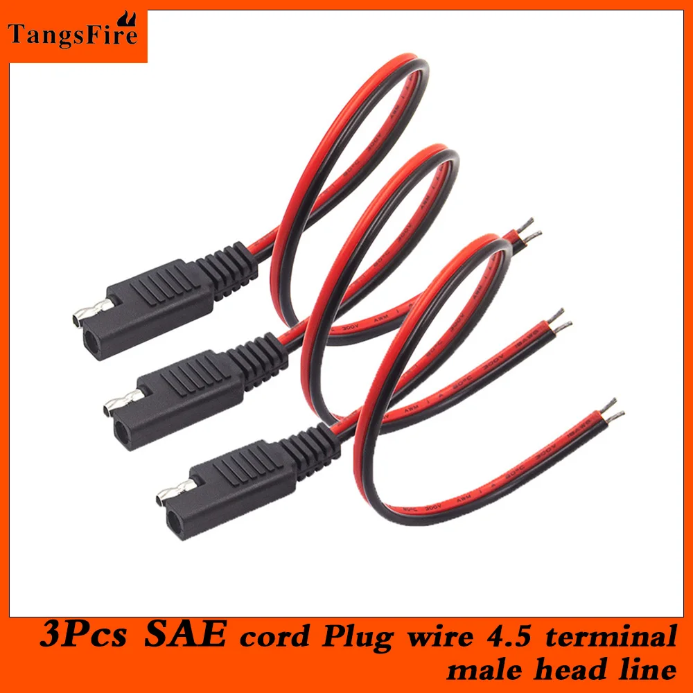 3Pcs DIY Connector CablesNew Car Battery Extension Tender SAE DC Power Automotive Solar Cell Connection Transfer 18AWG 2 Pin 10