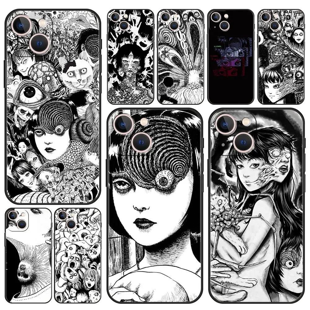 

Junji Ito Tees Horror Cartoon Phone Case For iPhone 14 11 13 12 Pro Max 7 8 XR X XS Max SE 6 6s Plus 12 13 Mini 5 5S Cases Cover