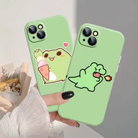 mint green funny the frog cute cartoon couple phone case for iphone 13 12 11 pro max xr xs max x 6s 7 8 plus se 2022 soft case