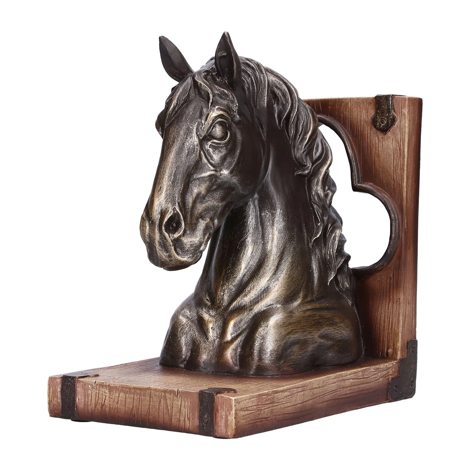 

Resin Horse Sculpture ,Horse Head Bookends Ornament Home Office Living Room