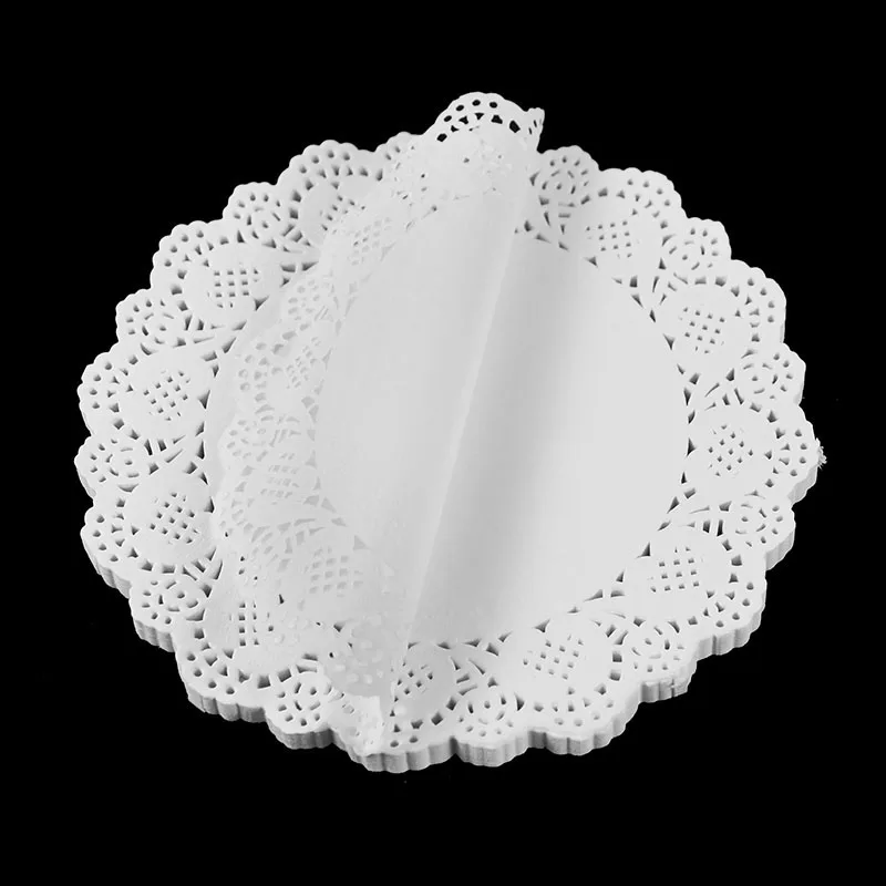 

100pcs White Round Paper Lace Coaster Doilies Placemat Tableware Placemats Wedding Birthday Christmas Party DIY Decoration