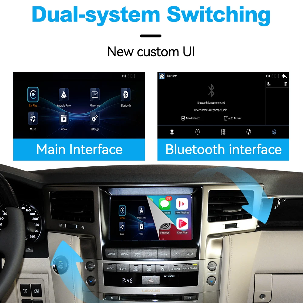Фото Беспроводной комплект JoyeAuto CarPlay Android Auto для Lexus LX570 2013-2015 с поддержкой Mirror-Link, AirPlay, OEM камеры и микрофона (ретрофит) №4
