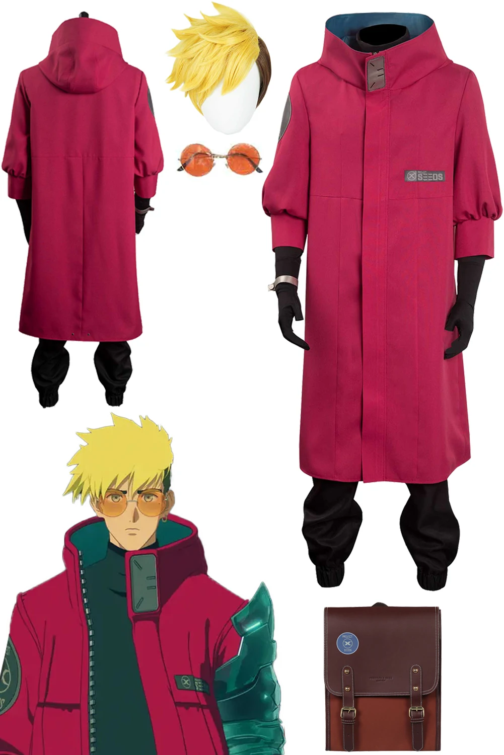 Мужской костюм для косплея из аниме TRI пистолет Vash The Stampede мужской маскарадный