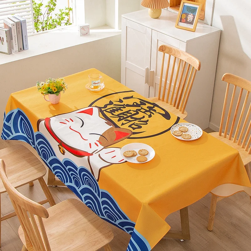 

Креативная скатерть с мультяшным принтом кошки, украшение на день рождения, свадьбу, обеденный стол, журнальный столик, украшение для пикника