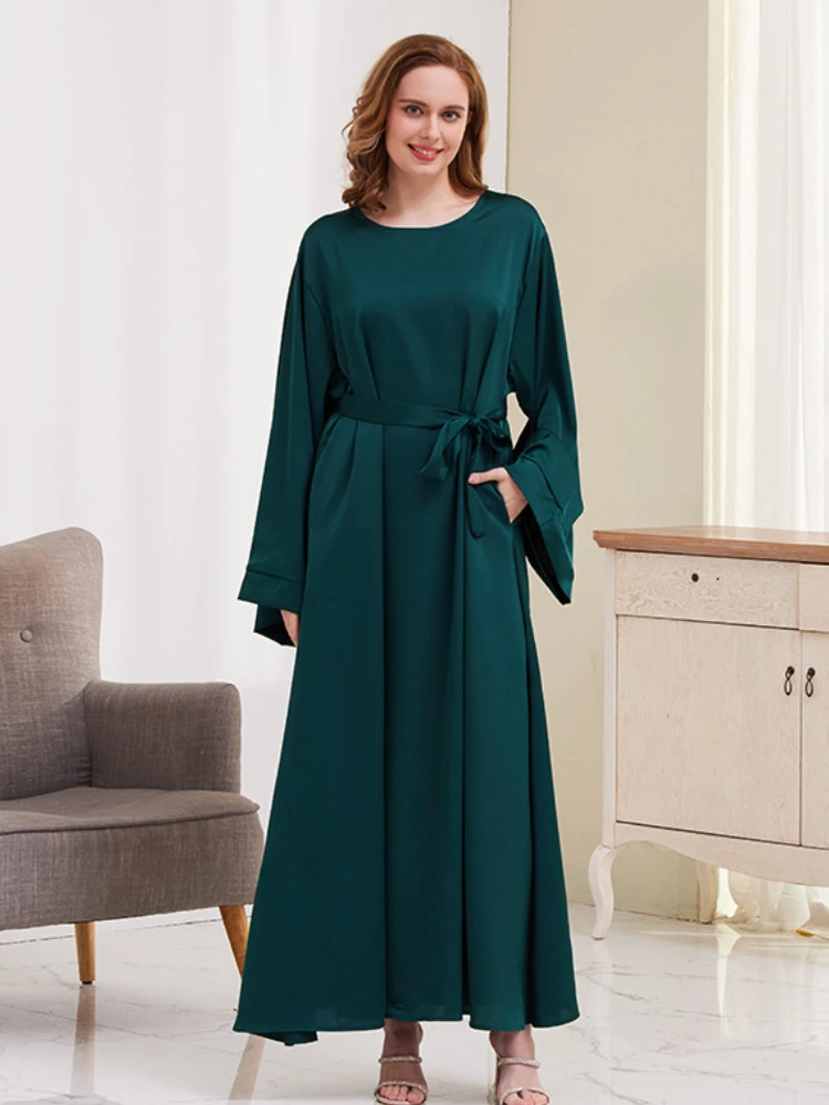 Женское Простое Длинное Платье Абая Повседневное Неэластичное Из Полиэстера