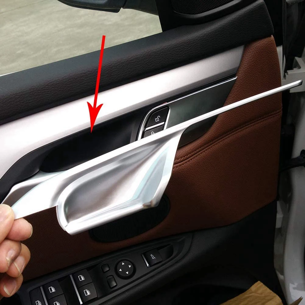 

Для-BMW X5 F15 X6 F16 2014-2018, внутренняя дверная ручка автомобиля, крышка панели чаши, отделка, искусственные аксессуары, серебристые