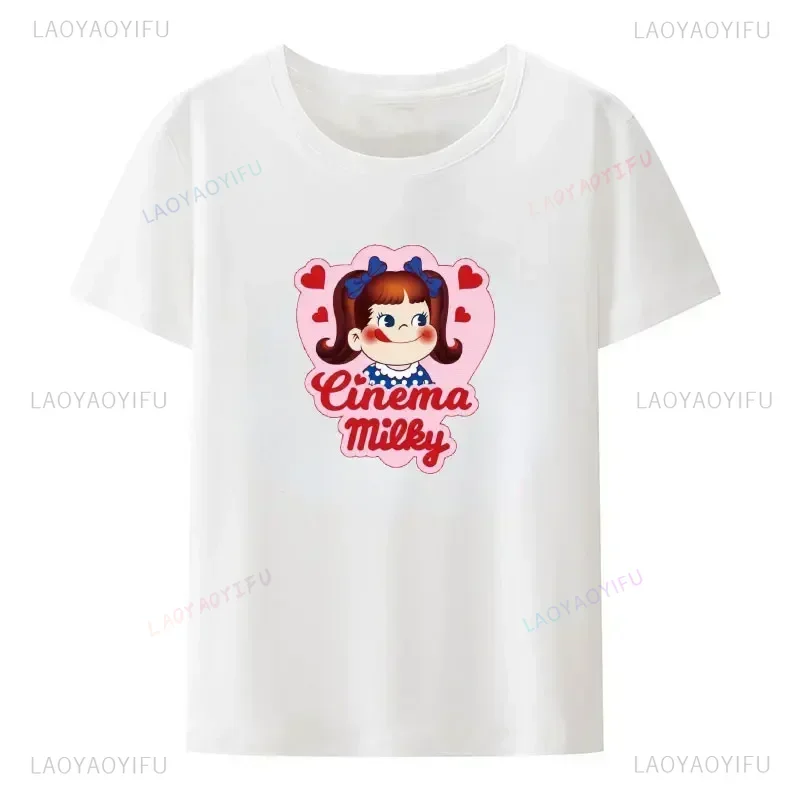 Классические футболки с рисунком в стиле ретро Milky Peko-chan 100% хлопок мужская одежда
