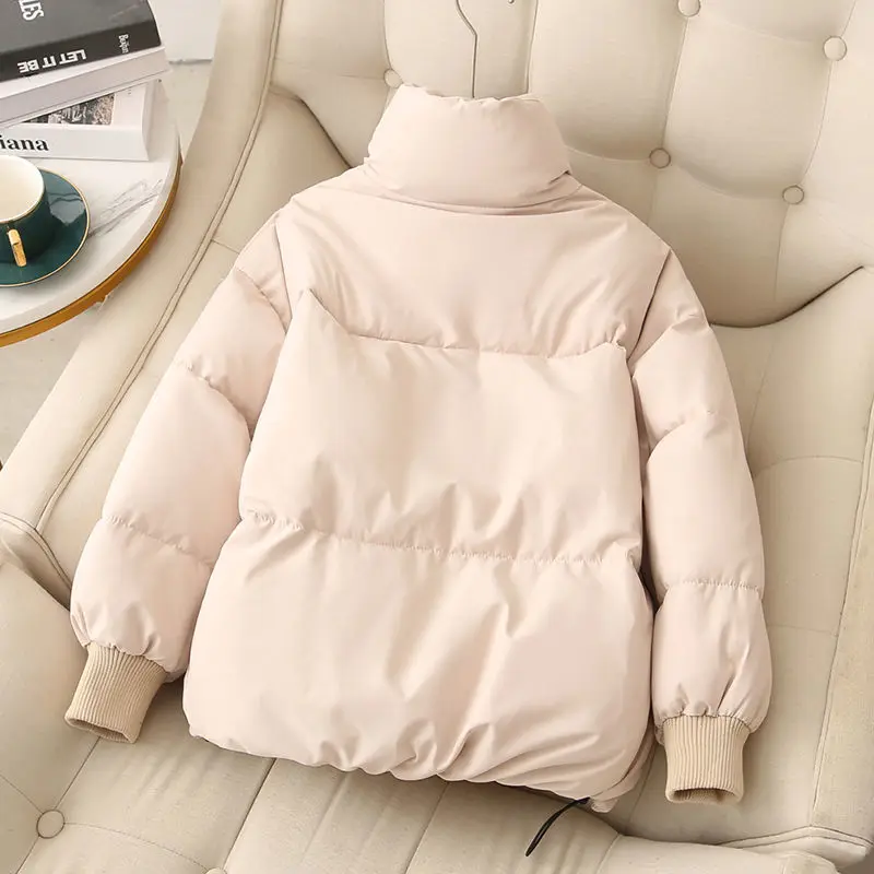 Parka Women's Short Coats Jackets 2022 Winter Cotton-Padded Zipper Splicing Thickening Keep Warm Skinny Simplicity Parkas Woman
