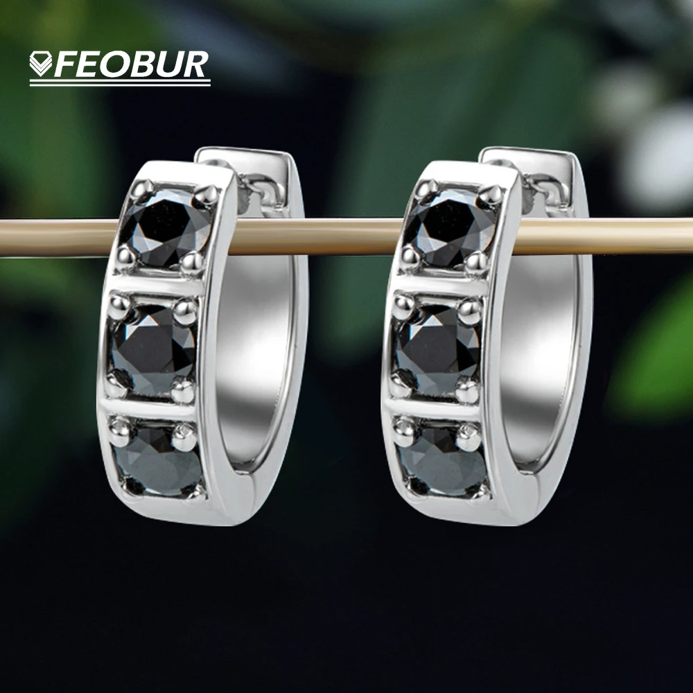 

Серьги-кольца FEOBUR D Color VVS1 0,6 cttw 3 мм из муассанита для женщин и мужчин, маленькая Пряжка для ушей из стерлингового серебра 925 пробы, изящные подарки