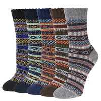 5 pairs winter socks men thicken warm harajuku retro style fashion women casual soft wool snow boot crew socks