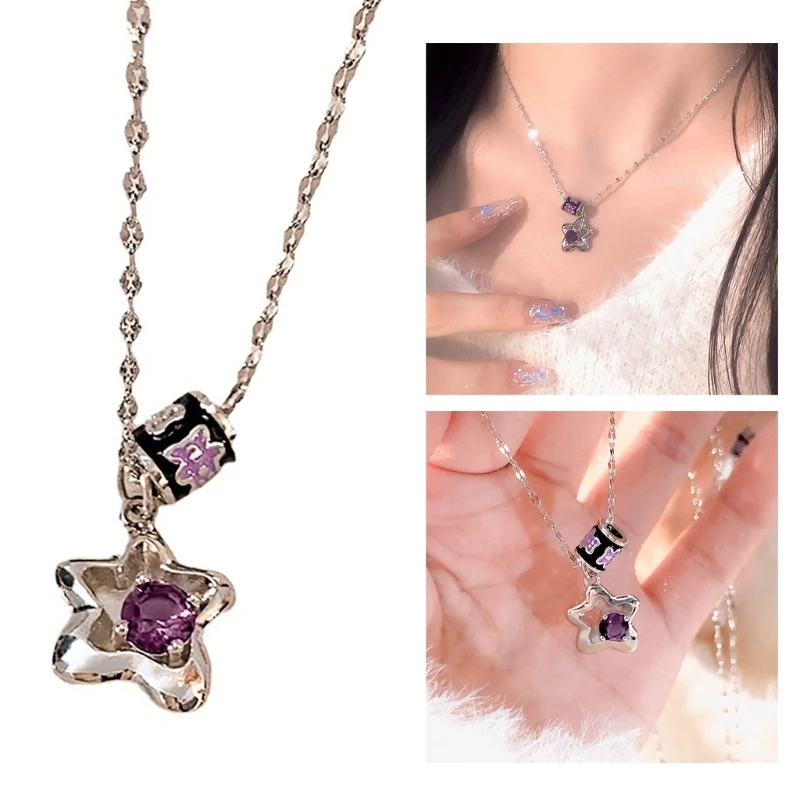 

Silver Color Inlaid Zircon Necklaces for Women Girls Sweet and DropShip