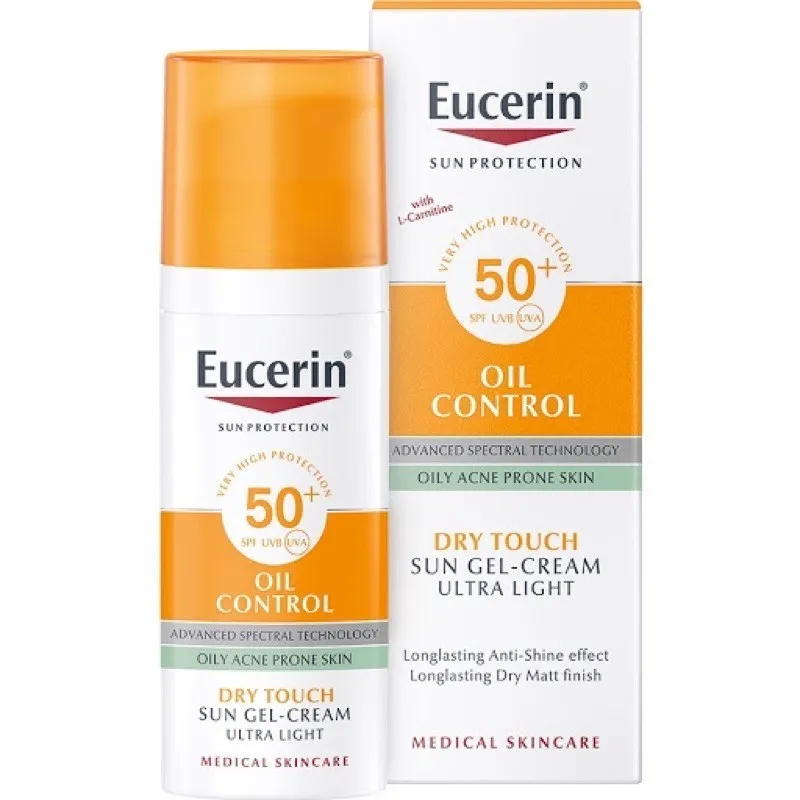 

Eucerin Oil Control Facial Sunscreen Refreshing Waterproof SPF50+ 50ml Sunblock Sun Gel For Dry Touch Sensitive Oily Acne Skin