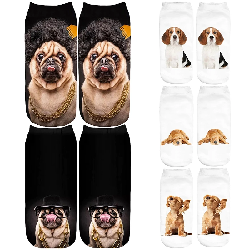 

Счастливые женские носки с 3D-принтом, забавные хлопковые носки с милым дизайном животных, мужские носки до щиколотки, носки унисекс с мультя...