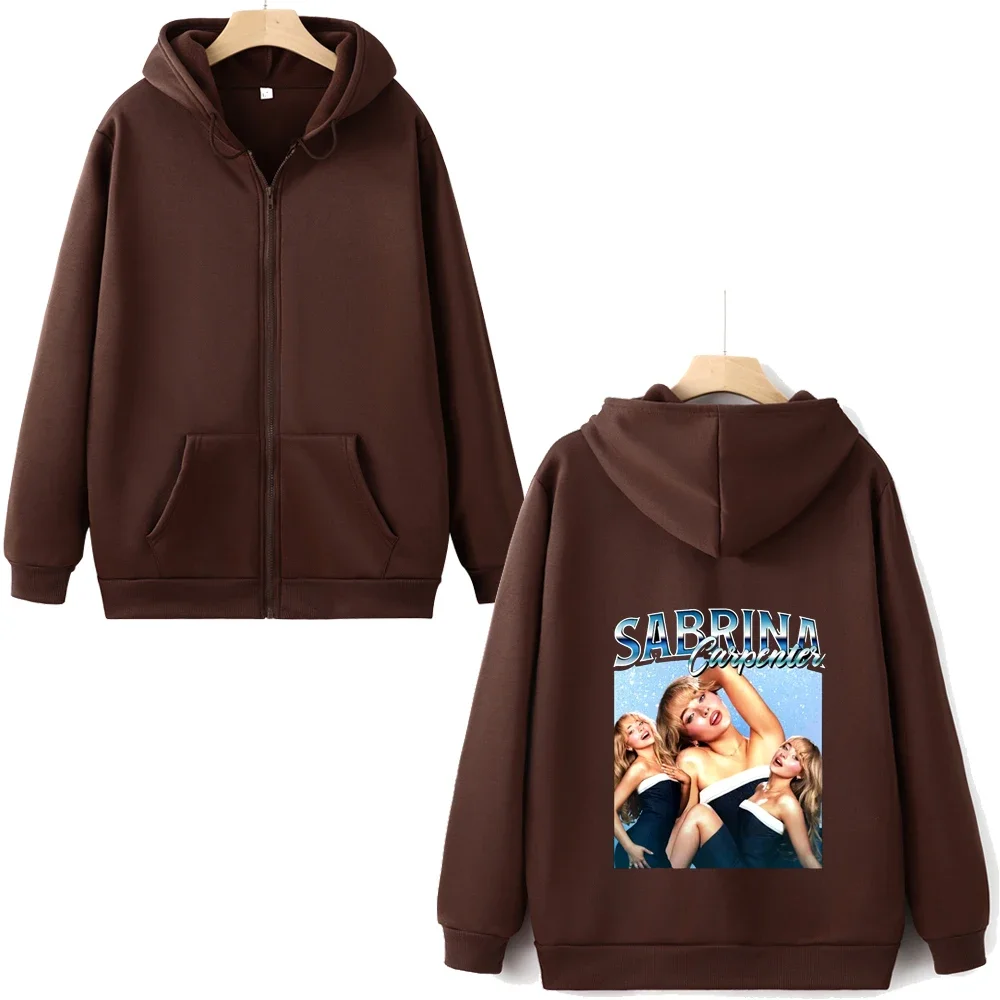 Сабрина Карпентер Забавный принт Толстовка Певица Стильная толстовка на молнии