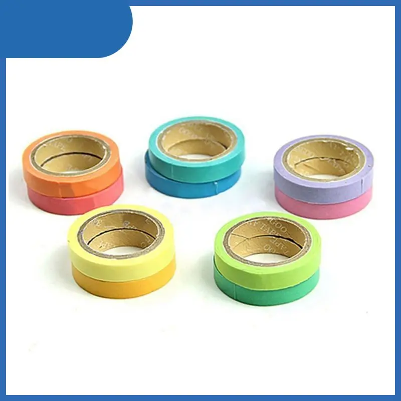 

10 Pcs/Set Rainbow Solid Color Japanese Masking Washi Sticky Paper Tape Adhesive Printing DIY Scrapbooking Deco Washi Tape 2021