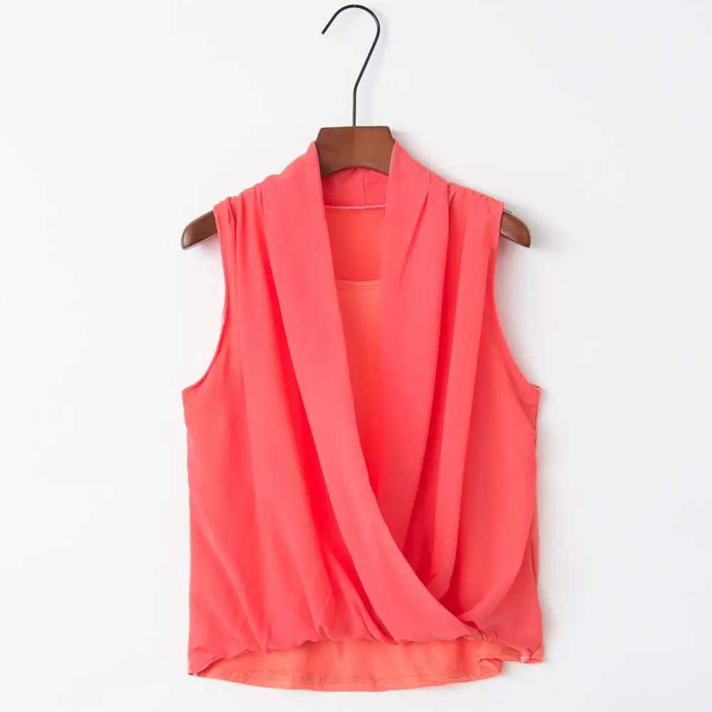 

Women Summer Top Sleeveless Lady Summer Vest Pure Color Summer Vest