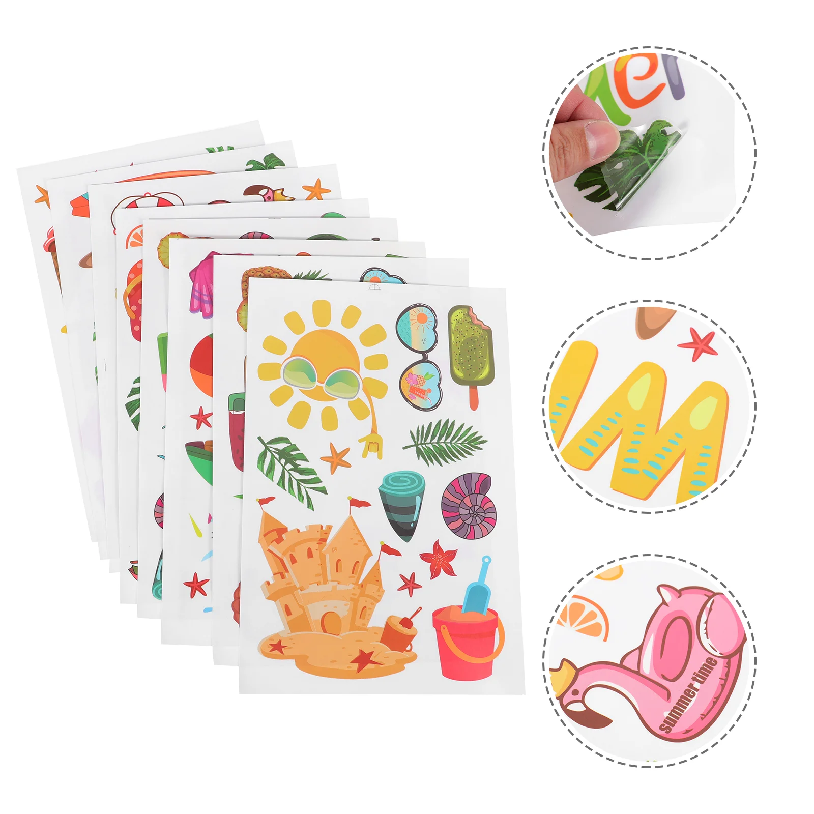 

8 PCS Hawaiian Decor Sticker Window Decal Shop Fresh Self-adhesive 30x20cm Store Ornament Colorful Pvc Pool Party