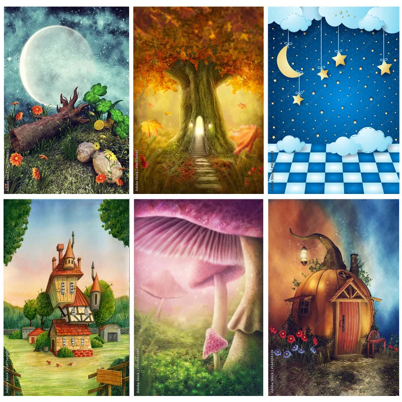 

Children Birthday Custom Dream Background Forest Castle Fairy Tale Baby Photography Backdrops Prop Photo Background 2278 TH-04