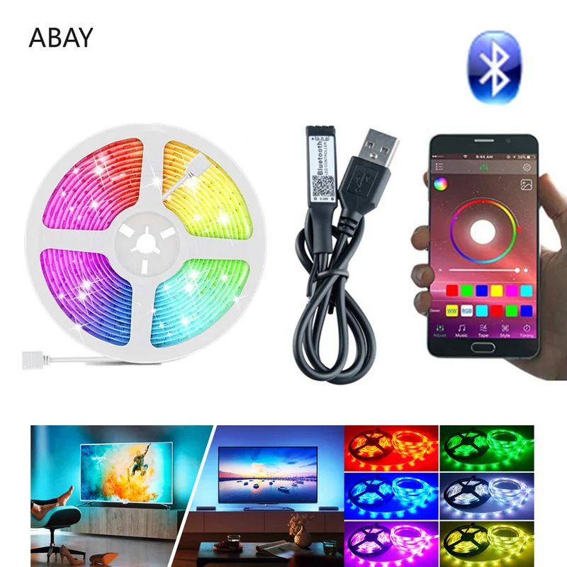 

5V USB RGB 5050 LED Light Bar Bluetooth-APP Controlled Flexible Light Strip Strip Diode Tape for TV Backlight Room Decoration