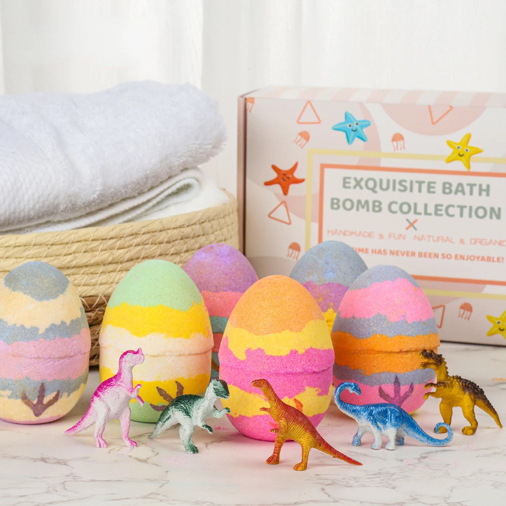 

Children's Toy Bath Explosion Dinosaur Egg Bubble Bath Ball Bombs Handmade Contains Dinosaur Toy Bath Salt Ball Bathroom Tools