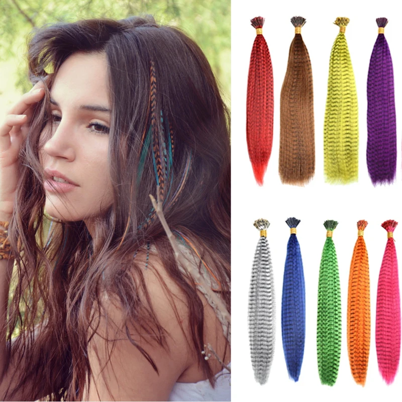 

Feather hair synthesized on the head