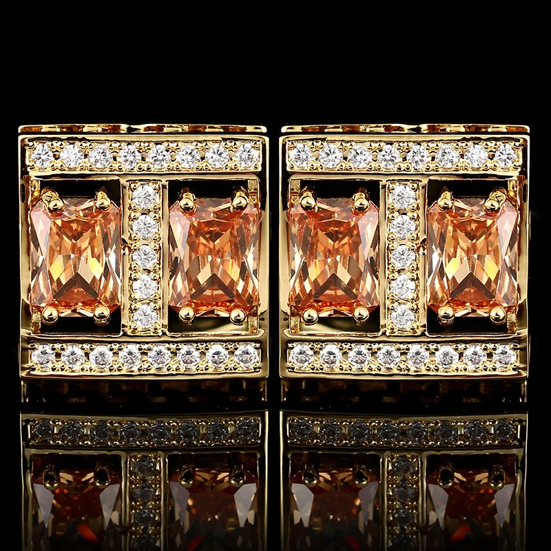

Men's French Cufflinks High-end Luxury Square Zircon Crystal Shirt Cuffs Buttons Men Women's Business Dresses Wedding Cuff Links