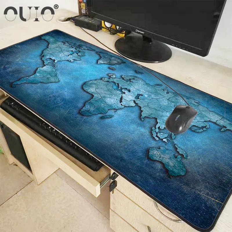 

OUIO Old World Map Gaming Mouse Pad with Seam Edge Anti-Slip Rubber XL XXL Overlock Mouse Pad Computer PC Keyboard 900*400*2mm