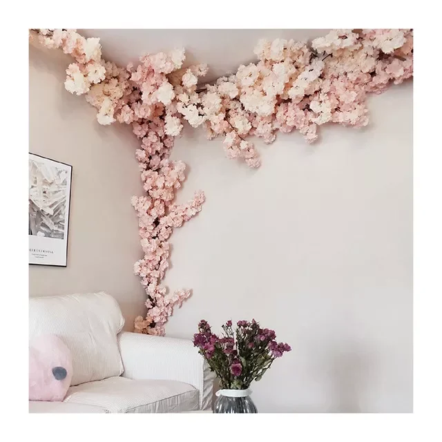 

Искусственные цветы, Шелковое Розовое Вишневое дерево, набор «сделай сам», Цветочная ветка, свадебная АРКА, настенное украшение для дома, ли...