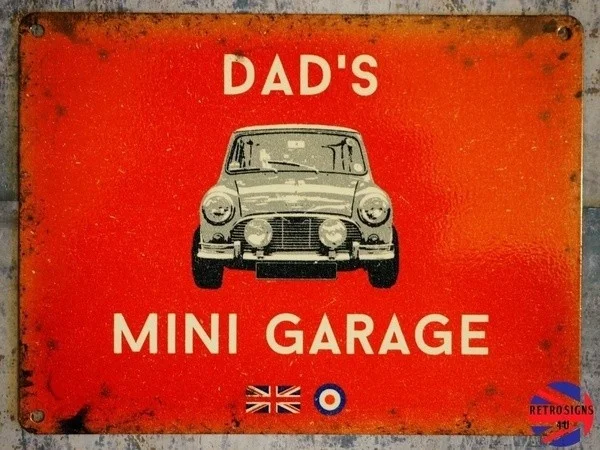 

Metal Tin Sign Poster Wall Plaque Austin Mini Cooper s Garage Tin Plate Sign
