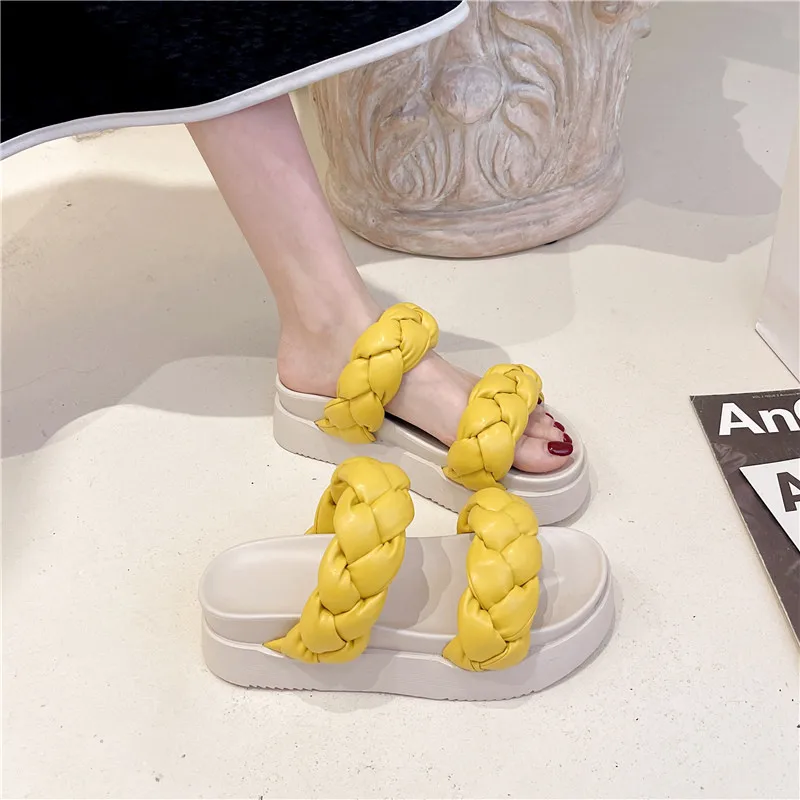 

Female Shoes House Slippers Platform Luxury Slides Low 2022 Designer Soft Flat Floral Basic PU Flat Shoes Female Low Woman's Sli