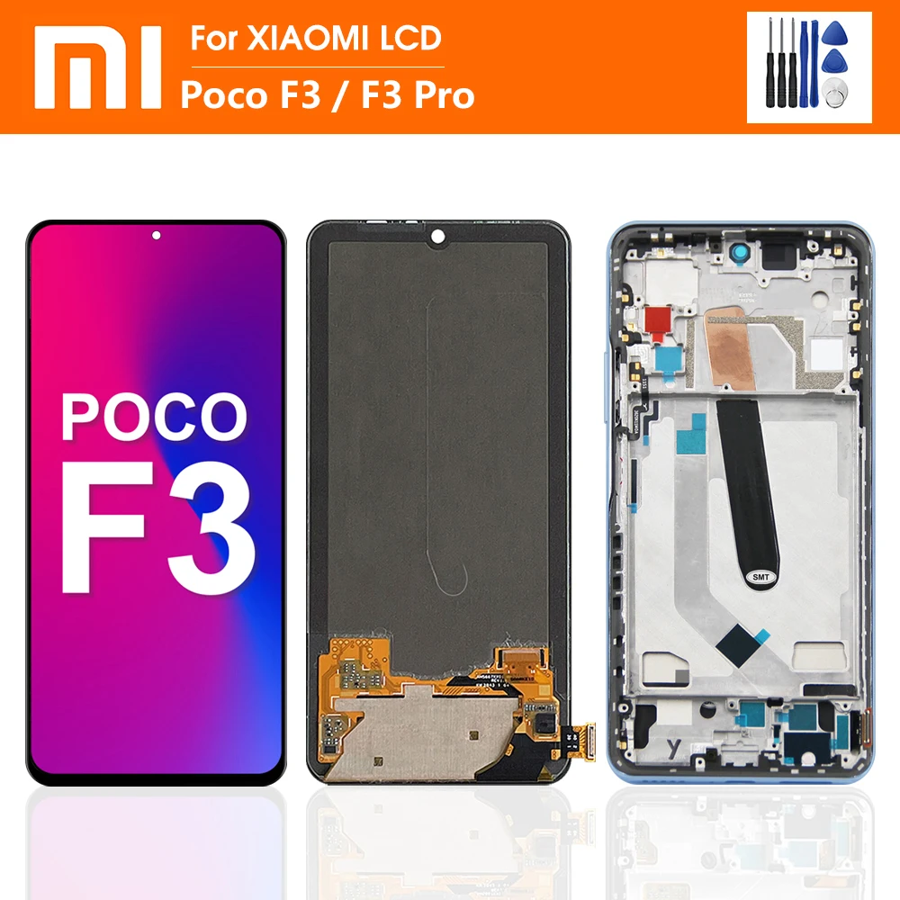 

ЖК-дисплей с рамкой для Xiaomi POCO F3, 6,67 дюйма, дигитайзер сенсорного экрана в сборе, сменный экран для POCOF3 M2012K11AG, оригинал