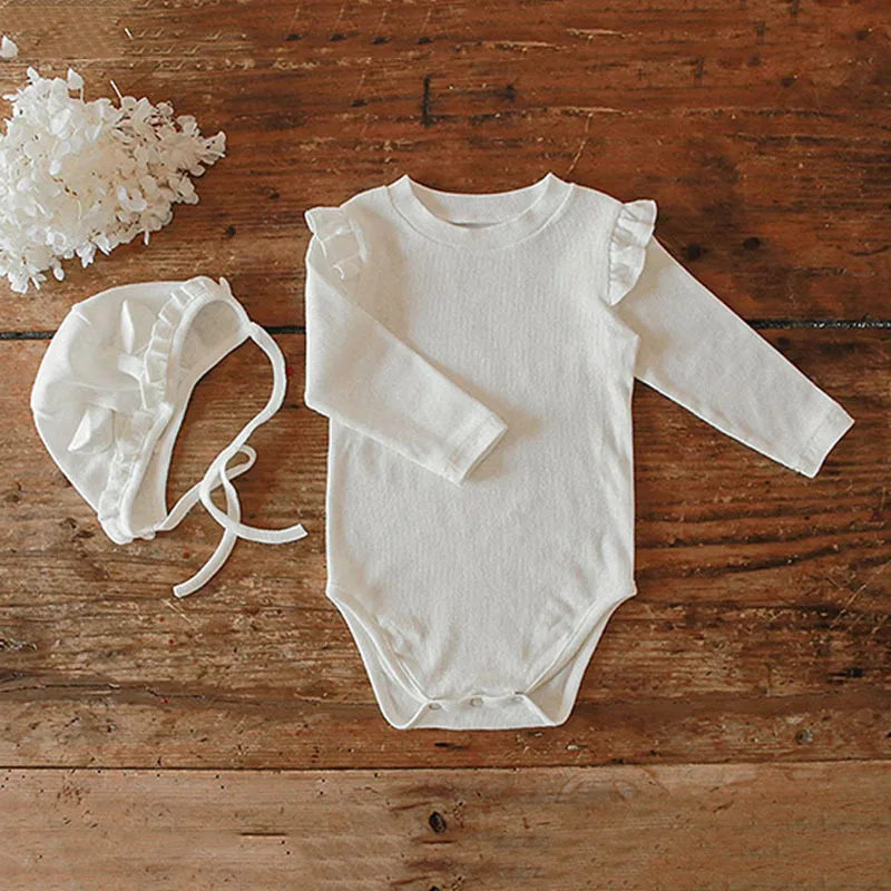 RiniLucia Newborn Baby Girls Boys Rompers Clothes Toddler Infant Long Sleeve Ruffle Casual Jumpsuit Baby Sleepwear Outfits
