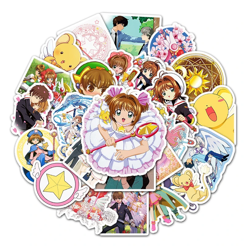 

Cartoon Anime Card Captor Sakura Stickers for Laptop Suitcase Stationery Waterproof Decals Album Graffiti Kids Toys Gifts
