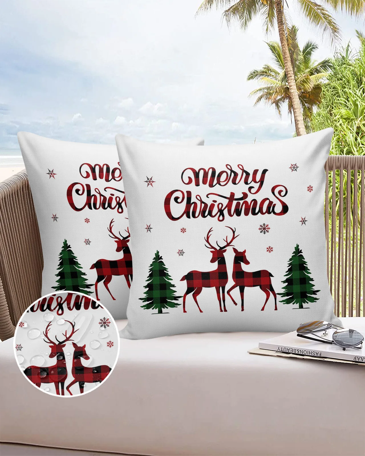 

2/4PCS Outdoor Waterproof Cushion Cover Christmas Snowflake Elk Throw Pillow Cover Case For Sofa Car Home Decoration Pillowcase