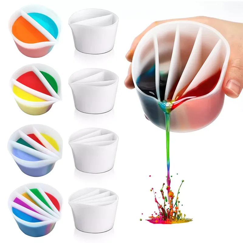 

Cup for Paint Pouring 2/3/4/5 Grid Reusable Silicone Pouring Divider Cup For Fluid Art Flow Paint Resin DIY Making Tools