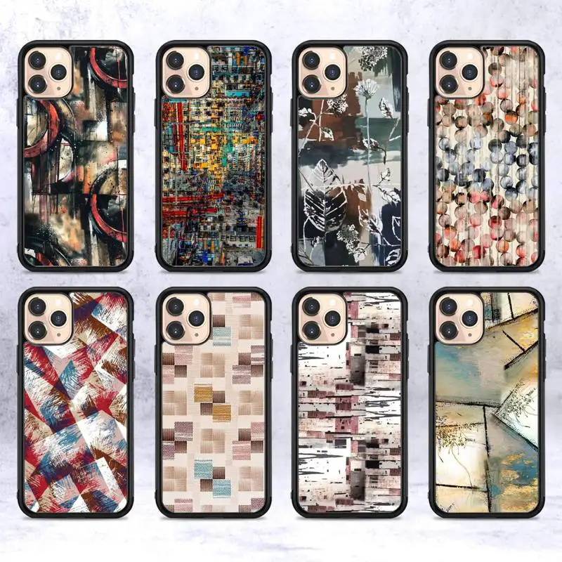 

Art Abstract Geometry Phone Case Silicone PC+TPU Case for iPhone 11 12 13 Pro Max 8 7 6 Plus X SE XR Hard Fundas