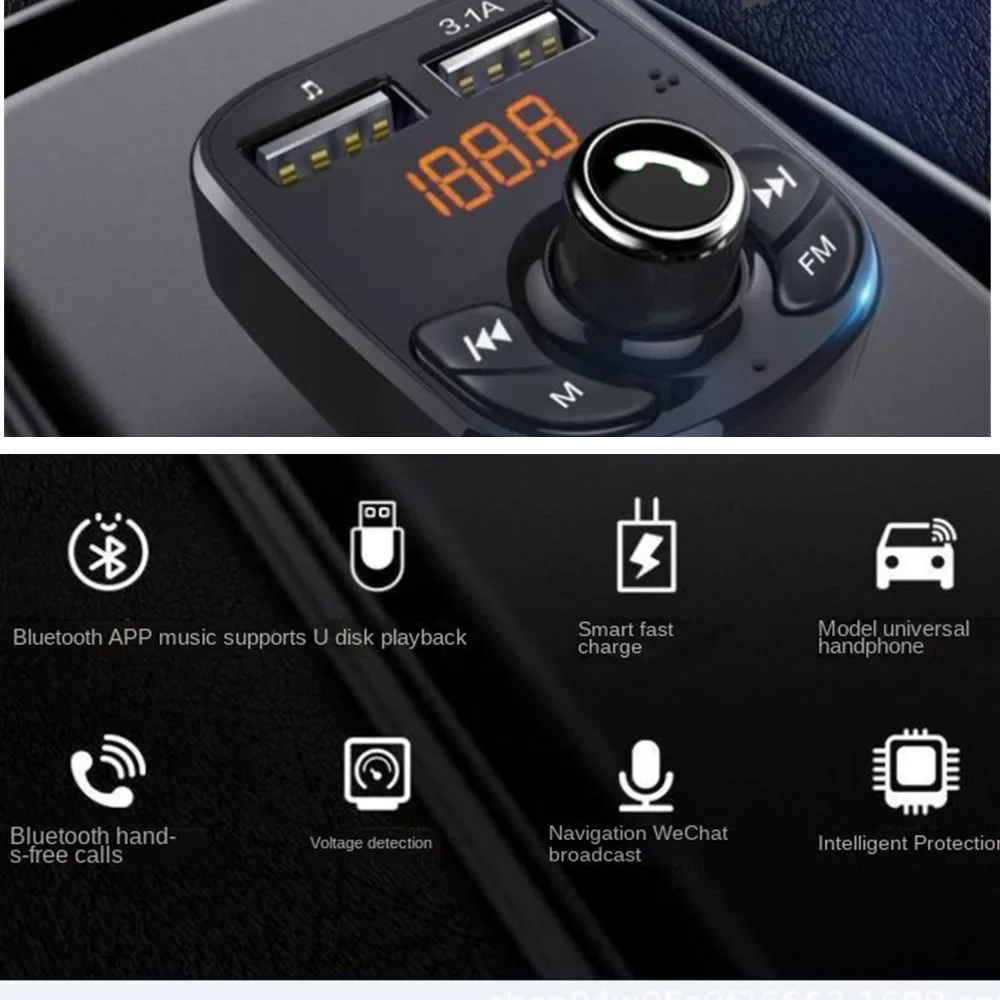 

Автомобильный MP3-плеер с Bluetooth, автомобильное зарядное устройство, автомобильный mp3-плеер, FM-передатчик, Hands Free, двойной порт, USB-приемник, поддержка порта U-disk