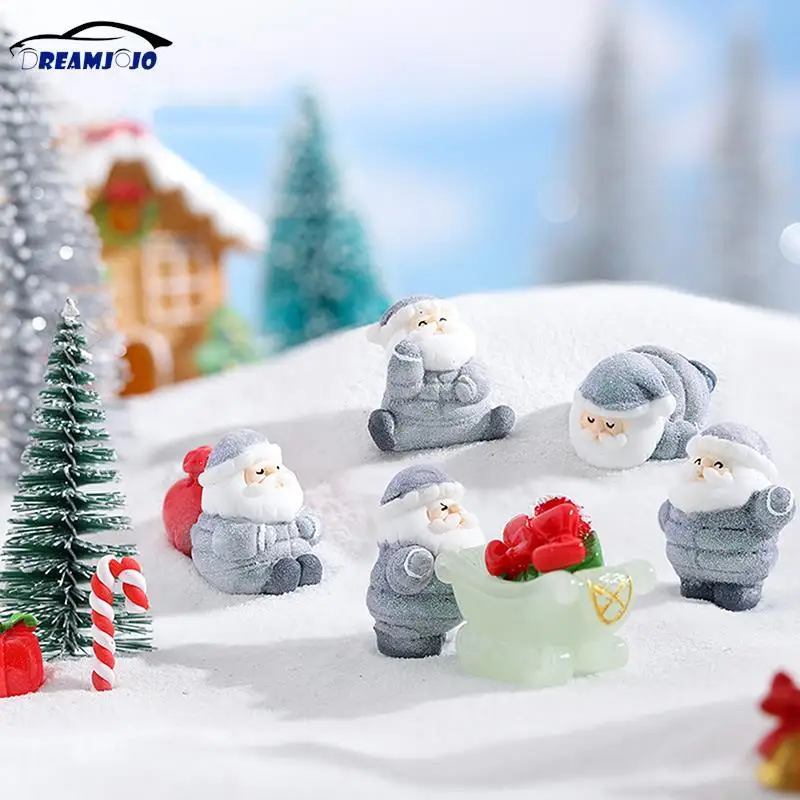 

Mini Resin Christmas Statue Decor Micro Landscape for Car Home Desktop Ornaments