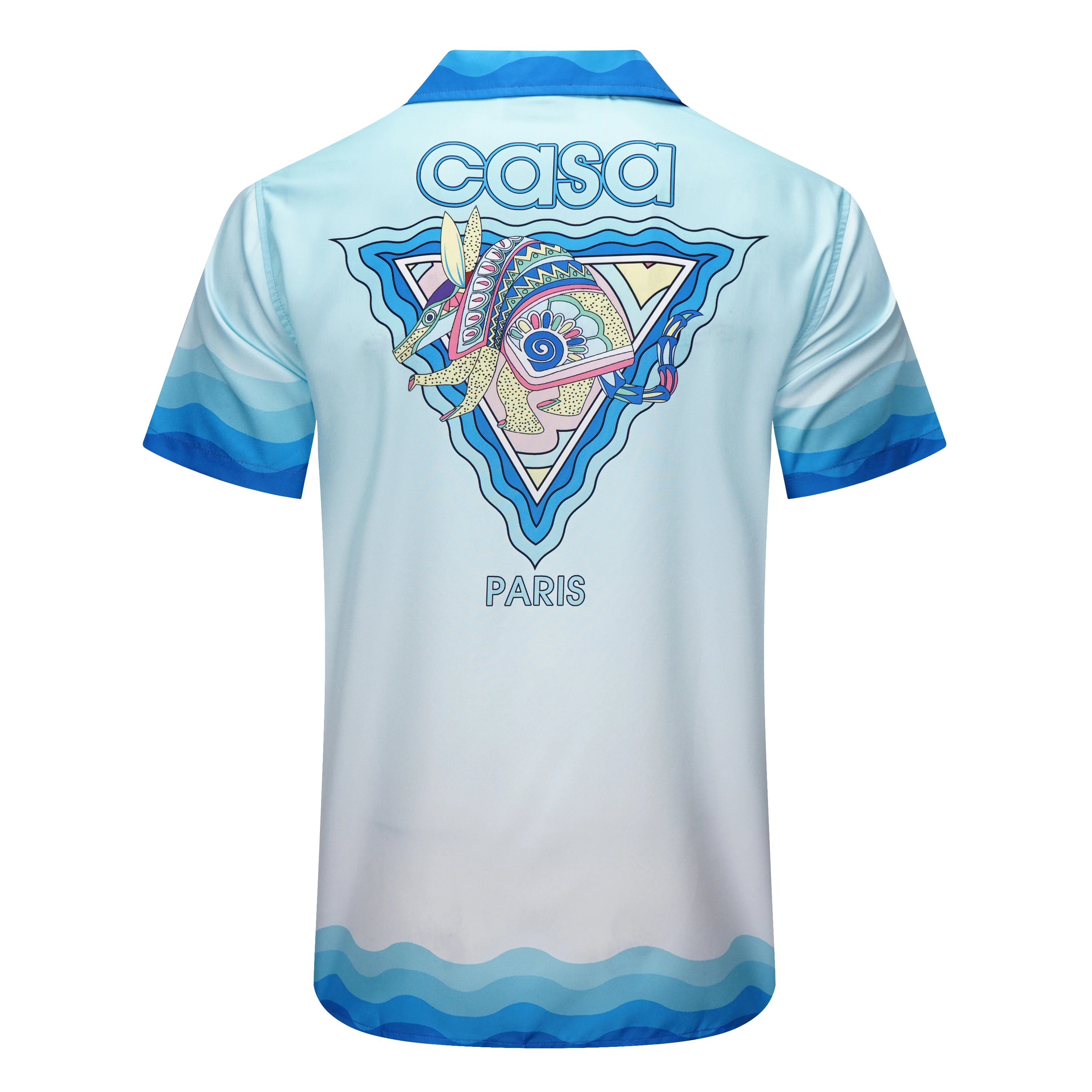 Casablanca Men's 2023 Summer Casual Short Sleeve Shorts Set Beach Vacation Shirt Breathable Print T-shirt Set