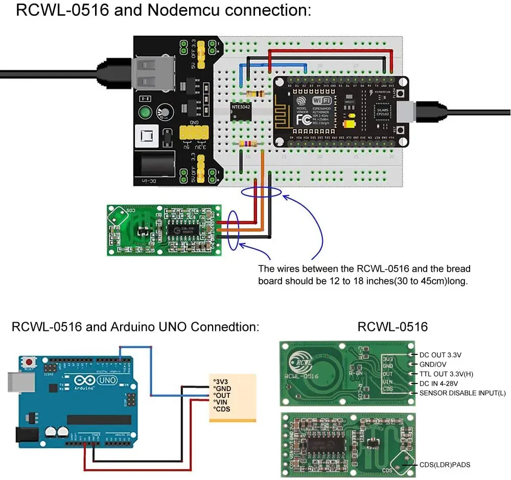 6 шт. встроенный микроволновый радар модуль датчика движения для Arduino ESP8266