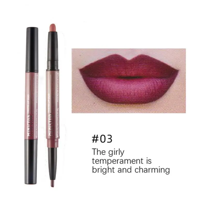 

1PC Double-ended Lip Liner Long Lasting Waterproof Automatic Easy To Apply Lip Liner Eyeliner Pencil Velvet Matte Lipstick TSLM1