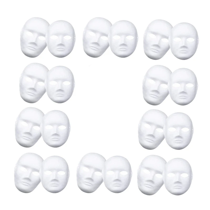 

White Mask,12Pcs Halloween Full Face Mask Blank DIY Mask Dance Cosplay Party Plain Masquerade Paper Mask To Decorate