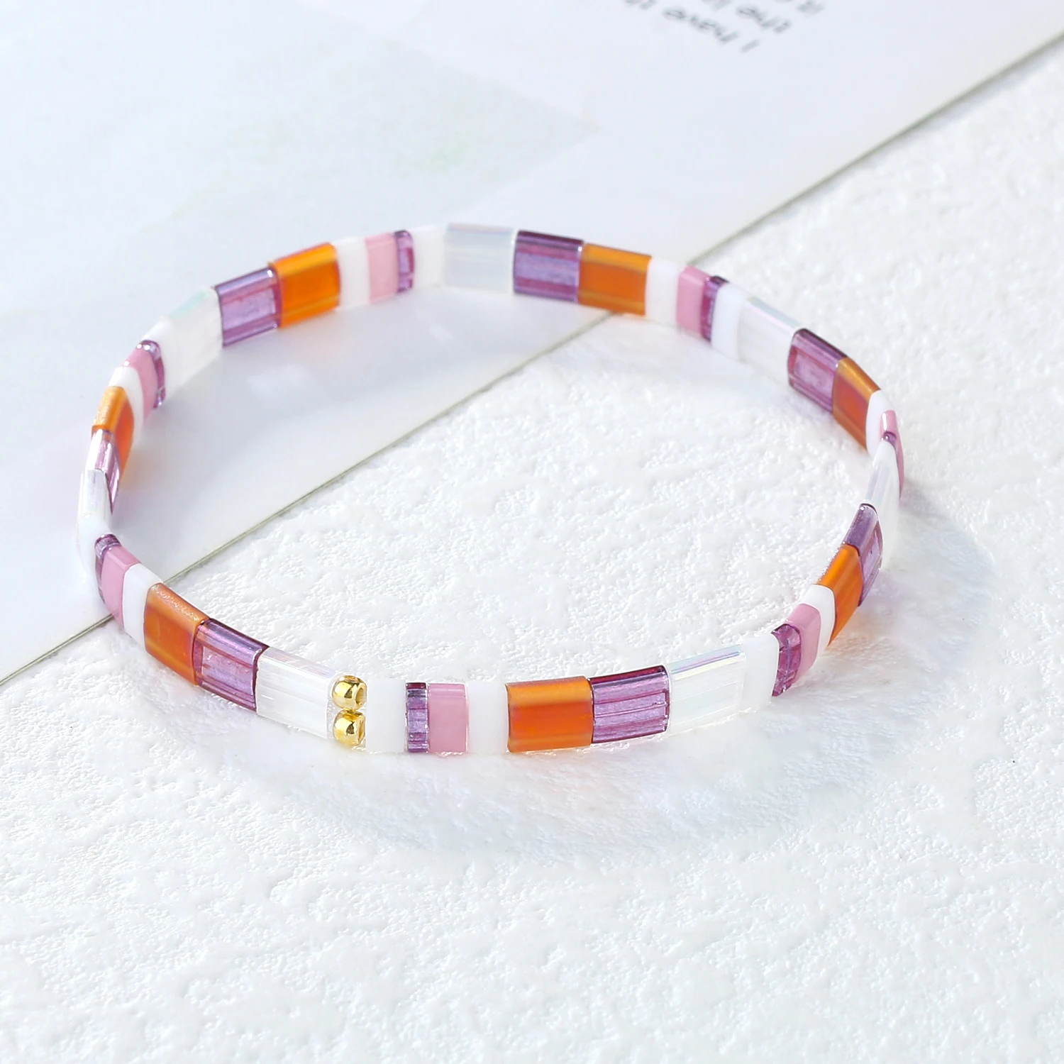 Летние Красочные браслеты из бисера C · QUAN CHI модные эластичные в стиле Тила