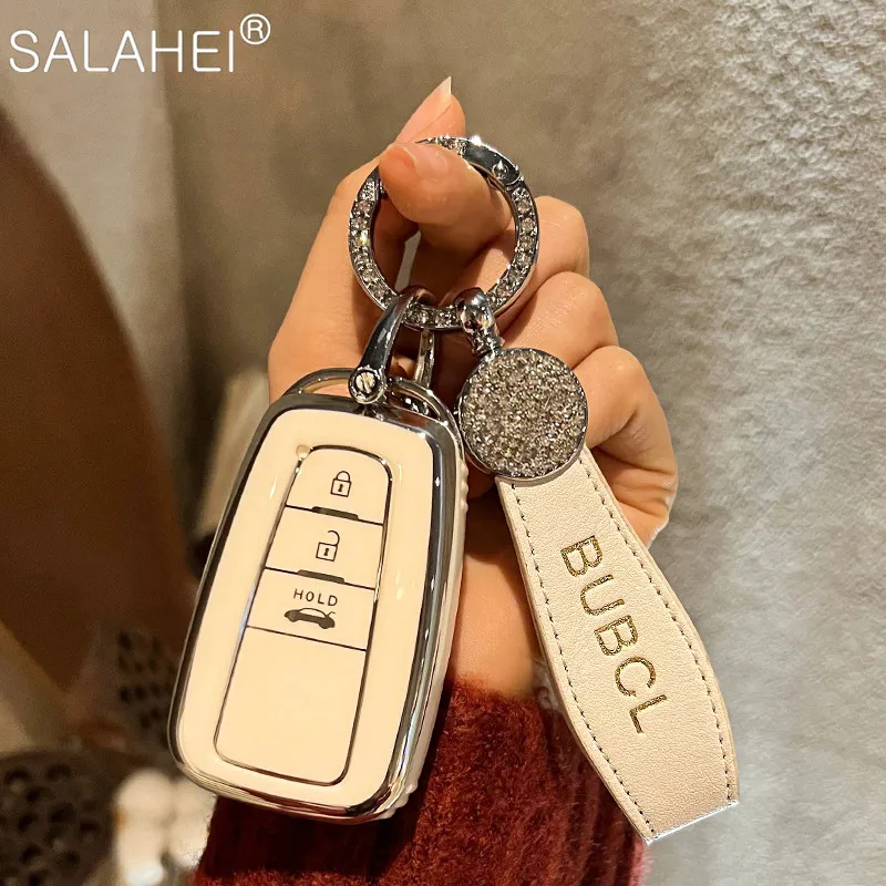 

Car TPU Key Case Cover Full Key Bag Keychain For Toyota Rav4 2021 Hybryd Camry 70 2020 Prado Corolla Sedan 2019 Auto Accessories