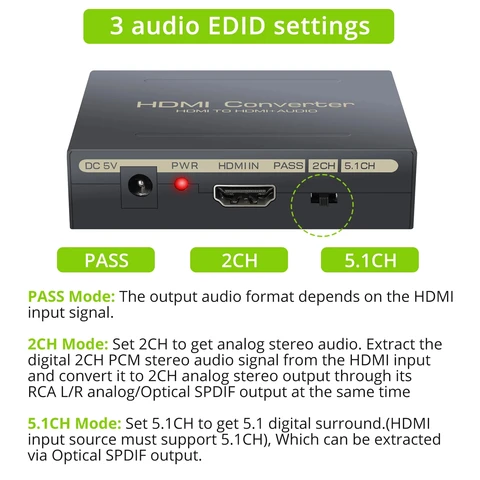 Konsenda HDMI аудиоэкстрактор 1080P