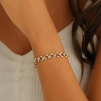 sweet women bracelet sparkling elegant adjustable faux pearl clavicle necklace bracelet clavicle chain choker necklace