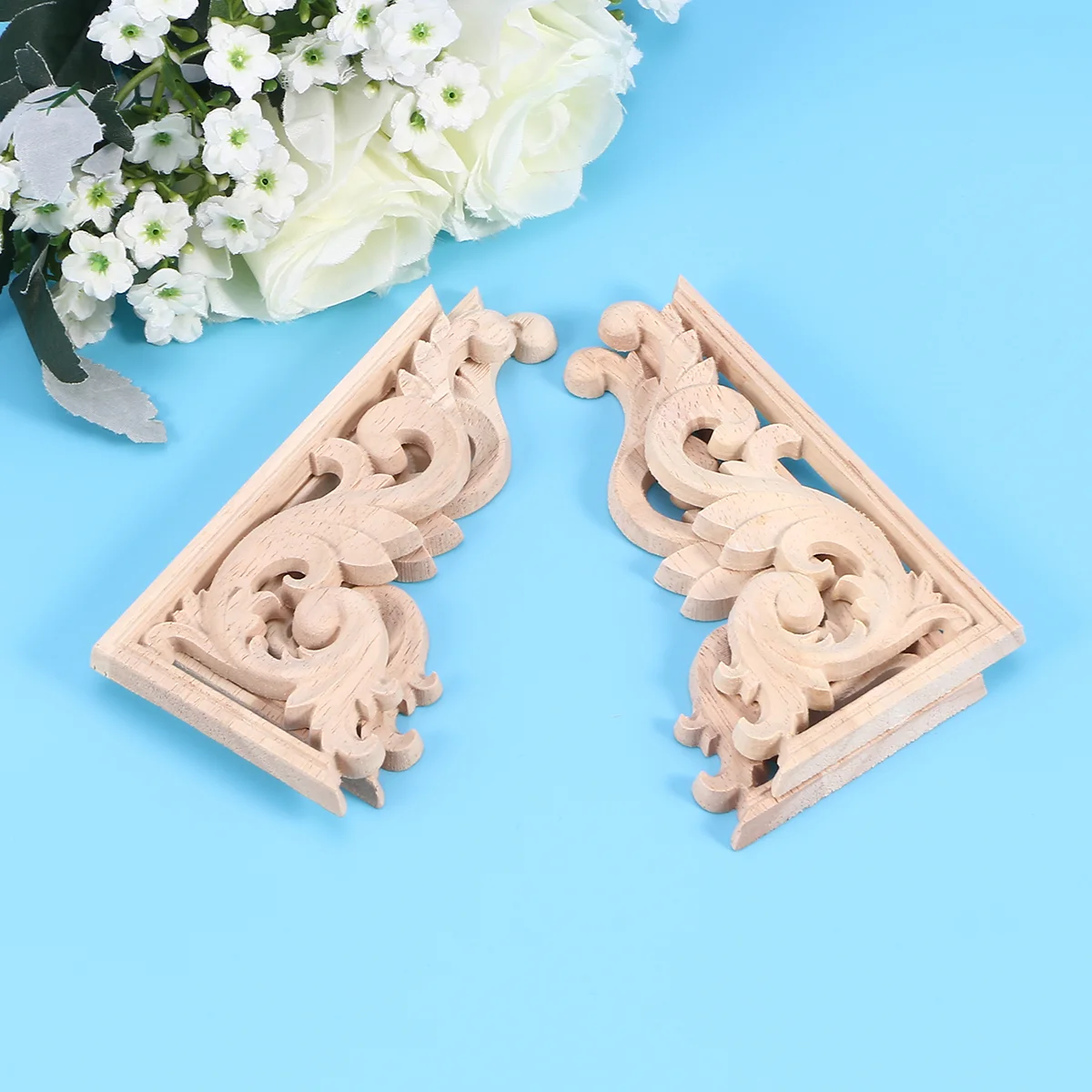 

Wood Applique Onlay Carved Appliques Onlays Furniture Corner Decorative Unpainted Wooden Cabinet Wall Frame Decal Frames Carving