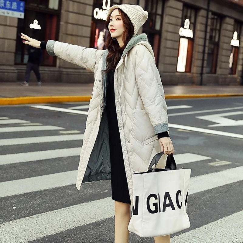 

Женский свободный пуховик с капюшоном, повседневный пуховик на молнии и пуговицах, с карманами, в технике пэчворк, зима 2023