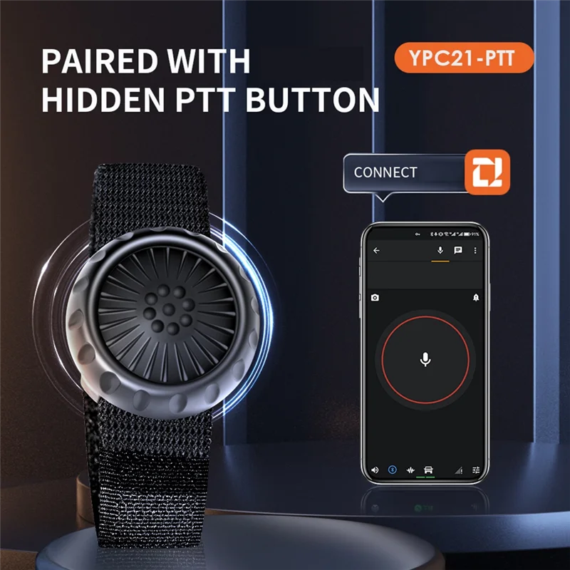 Беспроводная кнопка управления Bluetooth PTTT Walkie Talkie с регулируемым ремешком для